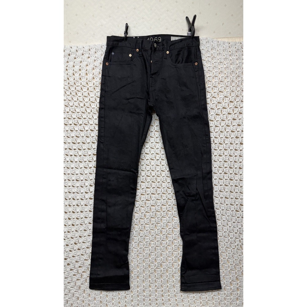 GAP Jeans Mens 30x32 Black Denim Japanese Selvedger Slim Taper Mid Rise Denim